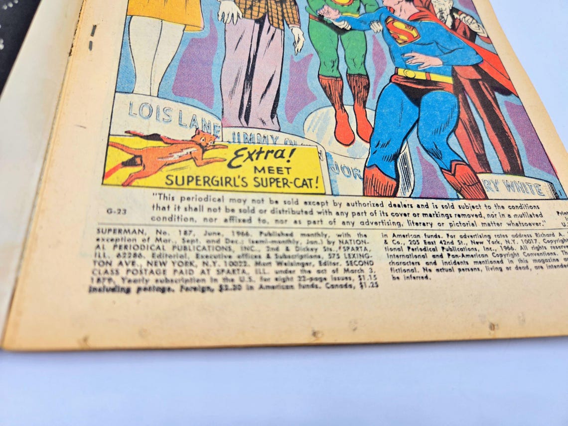 Superman No 187 80 pg Giant Superman's Inner Sanctum 1966 Jerry Siegel Wayne Boring Very Good Condition DC Comic RARE First Edition Ungraded, photo 3 of 5