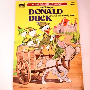 Walt Disney&#39;s Donald Duck and the family tree 1983 Coloring Book 80s Vintage Artbook Golden Book A BIG Coloring Book RARE Unused