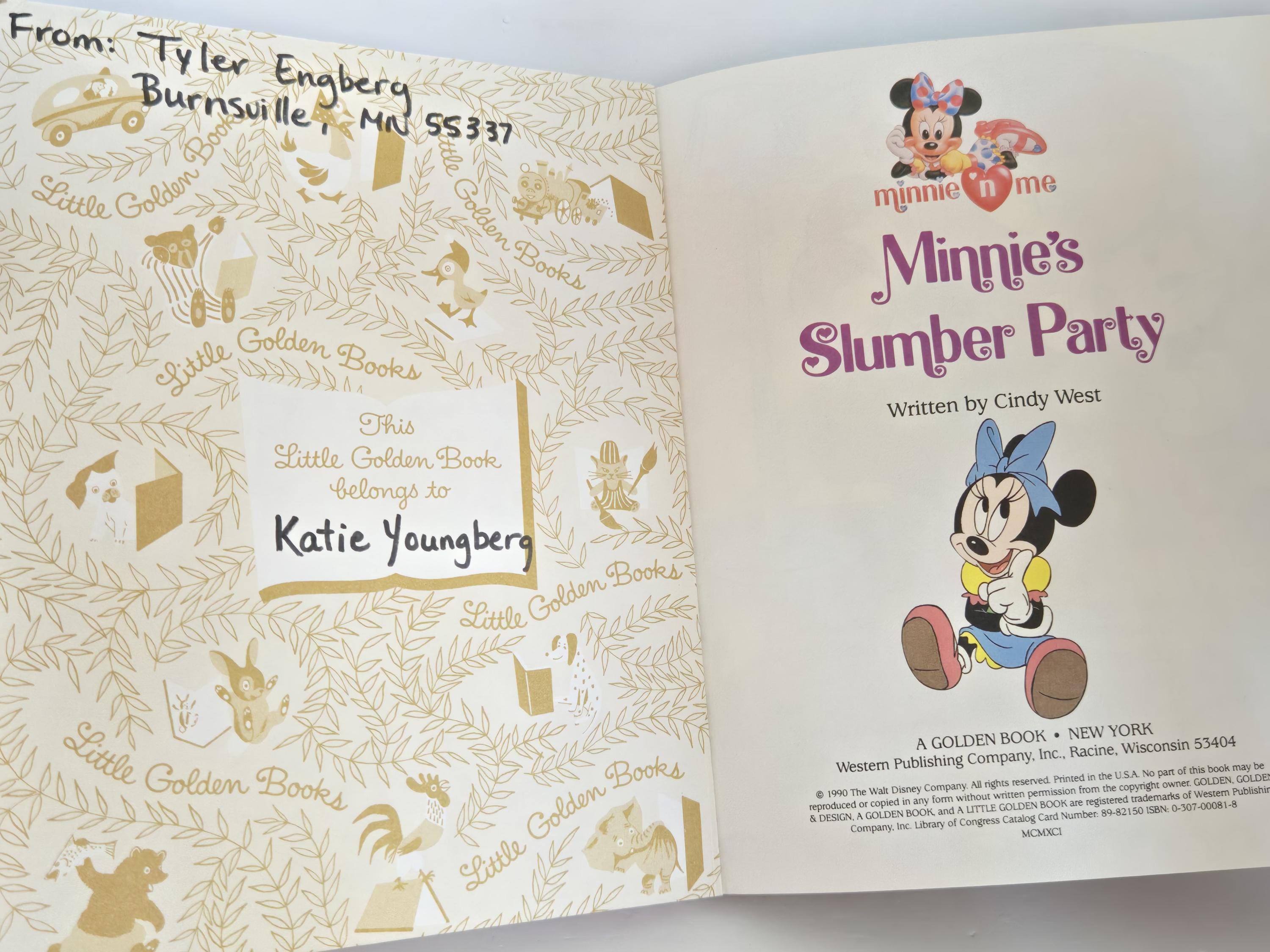 Minnie 'n Me Minnie's Slumber Party Vintage Little Golden Book