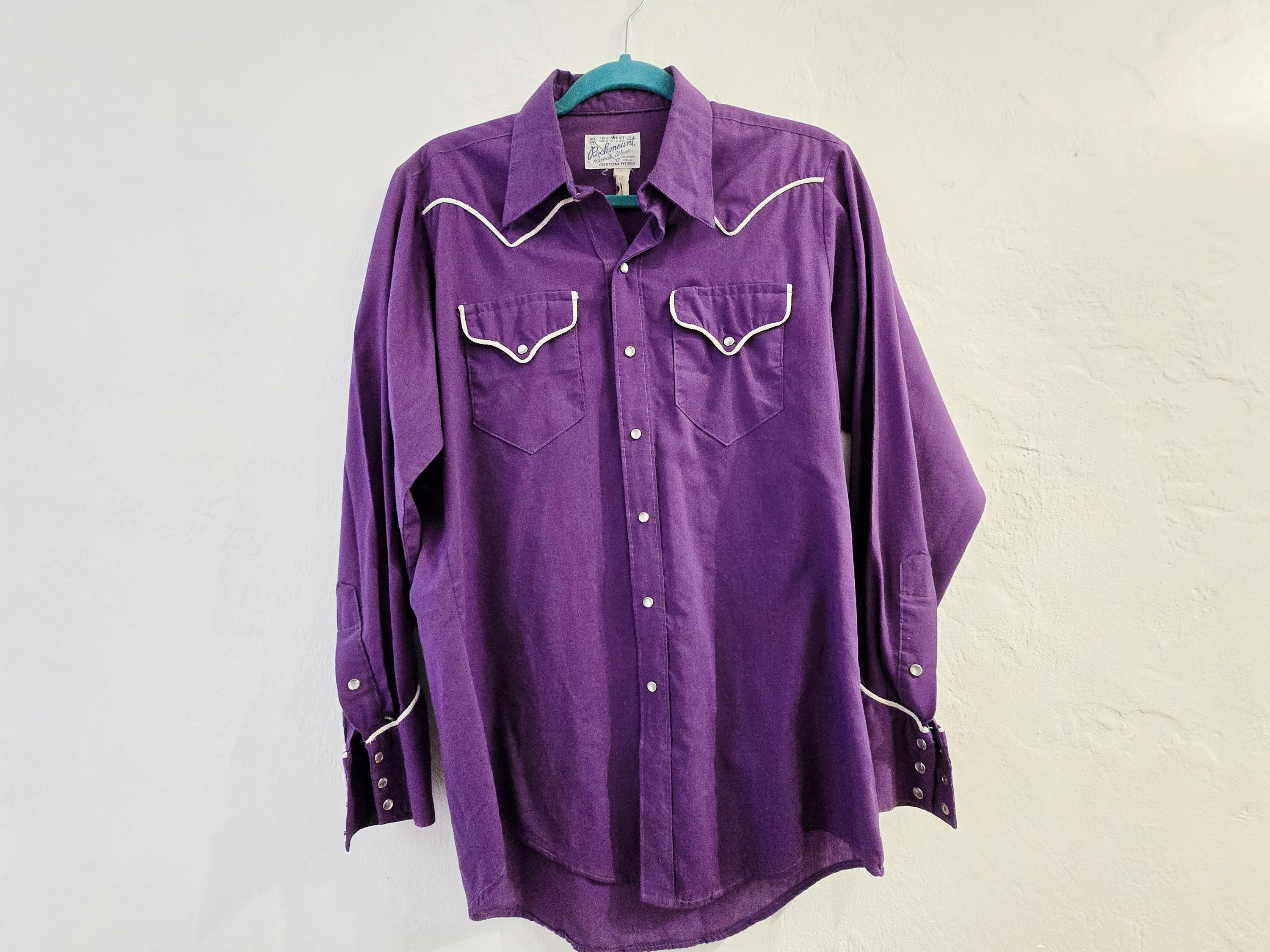 Vintage Rockmount Ranch Wear Purple Pearl Snap Western Wear 70s