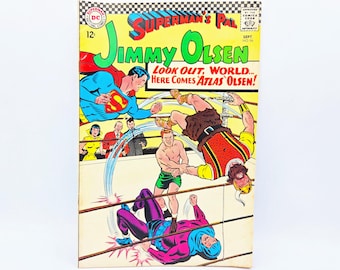 Jimmy Olsen Superman's Pal Comic No 96 Atlas Olsen Leo Dorfman Pete Costanza Très bon état DC Comic RARE Première édition non classée