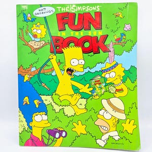 the Simpsons Fun in the Sun Book Vintage 1992 First Edition Matt Groening Collectible 90s Activity Book Very Good Condition Fox Games Trivia