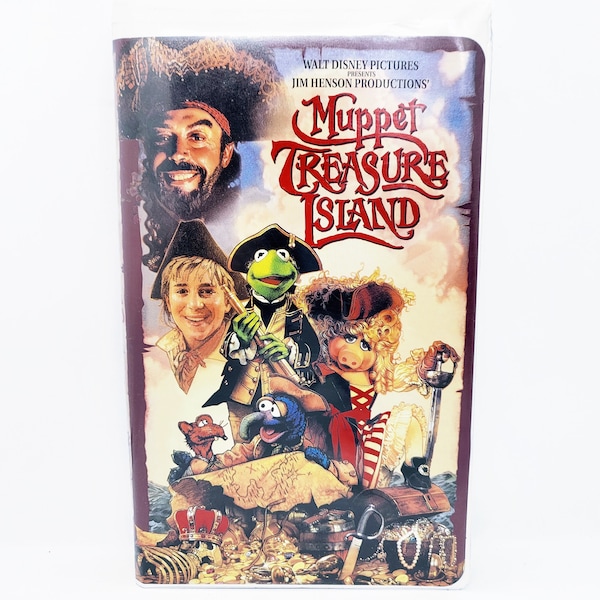 Muppet Treasure Island 1994 Vintage VHS Tape Jim Henson's Muppets Walt Disney 90s Movie 1996 Release Clamshell Case