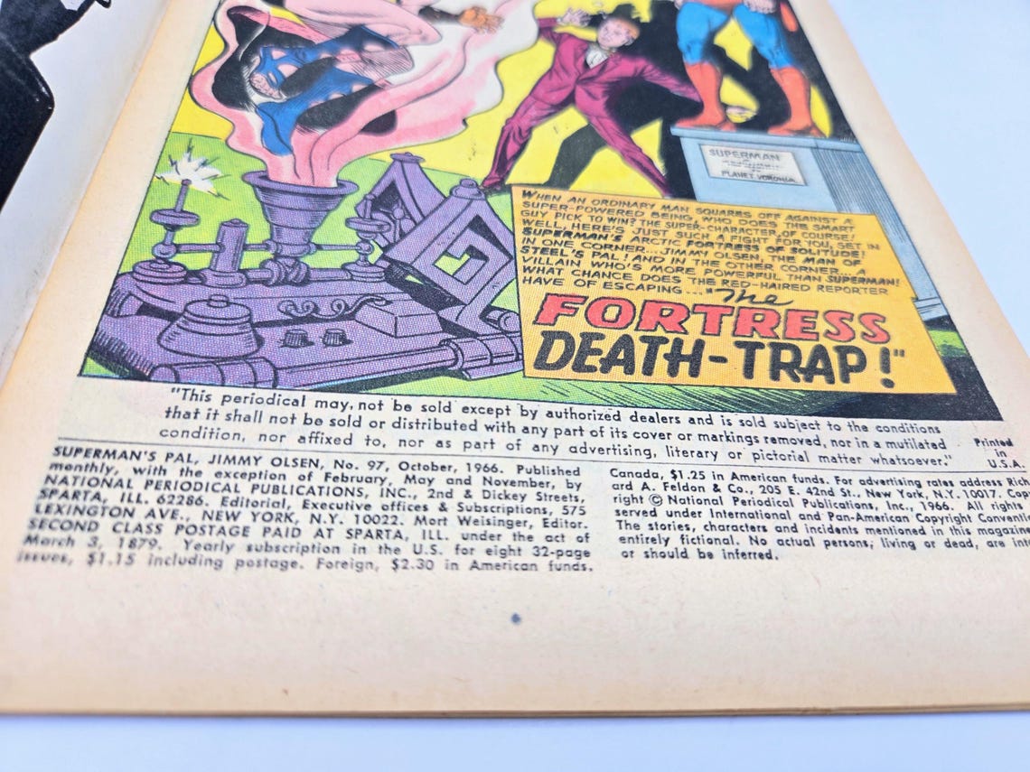 Jimmy Olsen Superman's Pal Comic No 97 Leo Dorfman Pete Costanza Very Good Condition DC Comic RARE First Edition Ungraded, photo 3 of 5