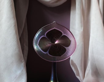 Correia Art Glass Vase: Iridescent Calla Lilly Flower Design, Signed Limited Edition
