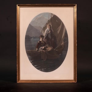 Antique French Lithograph: &quot;Le Lac&quot; Brochart, Goupil & Cie, 1869