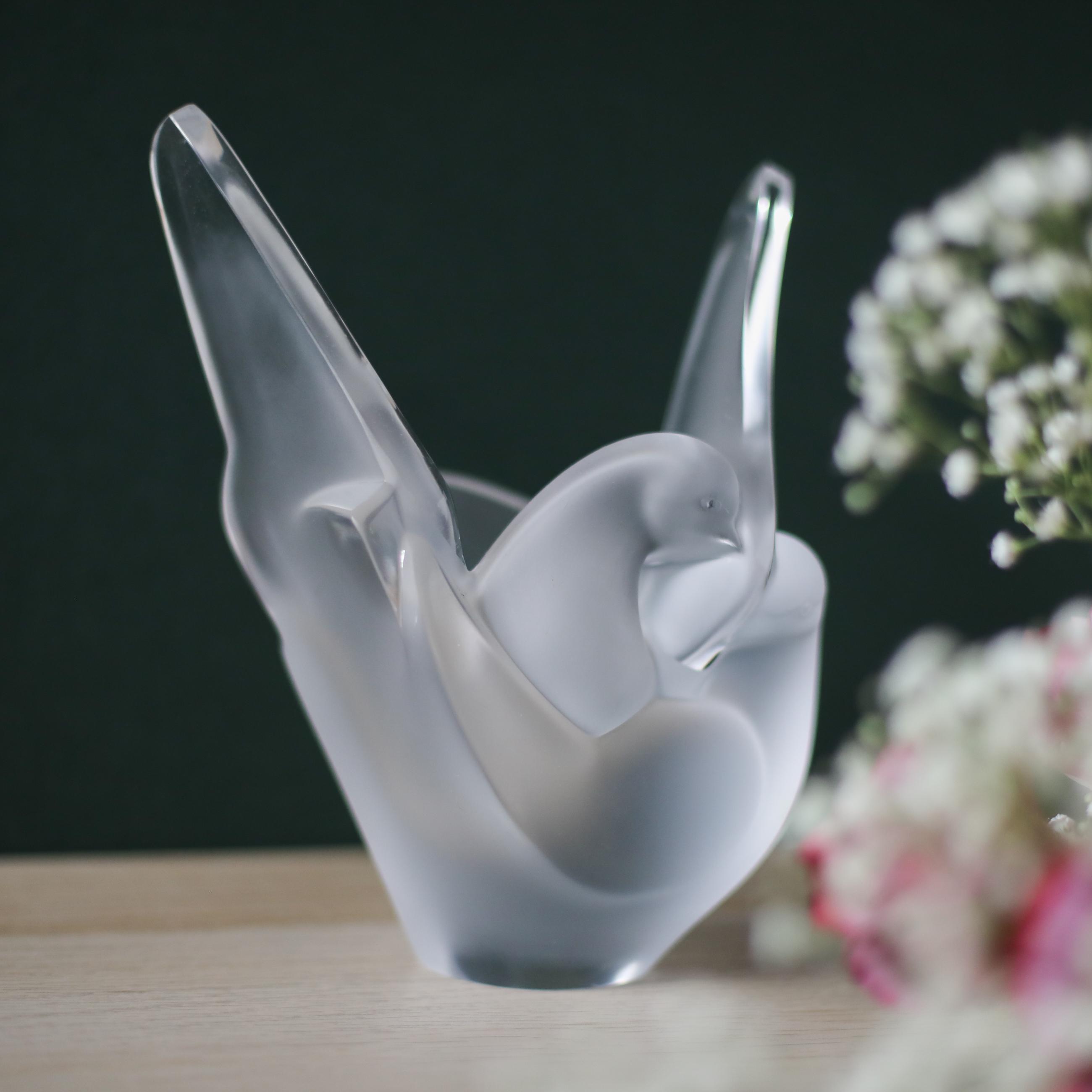 OLD LALIQUE フロストクリスタル女性像と白鳥 OLD LALIQUE フロストクリスタル女性像と白鳥