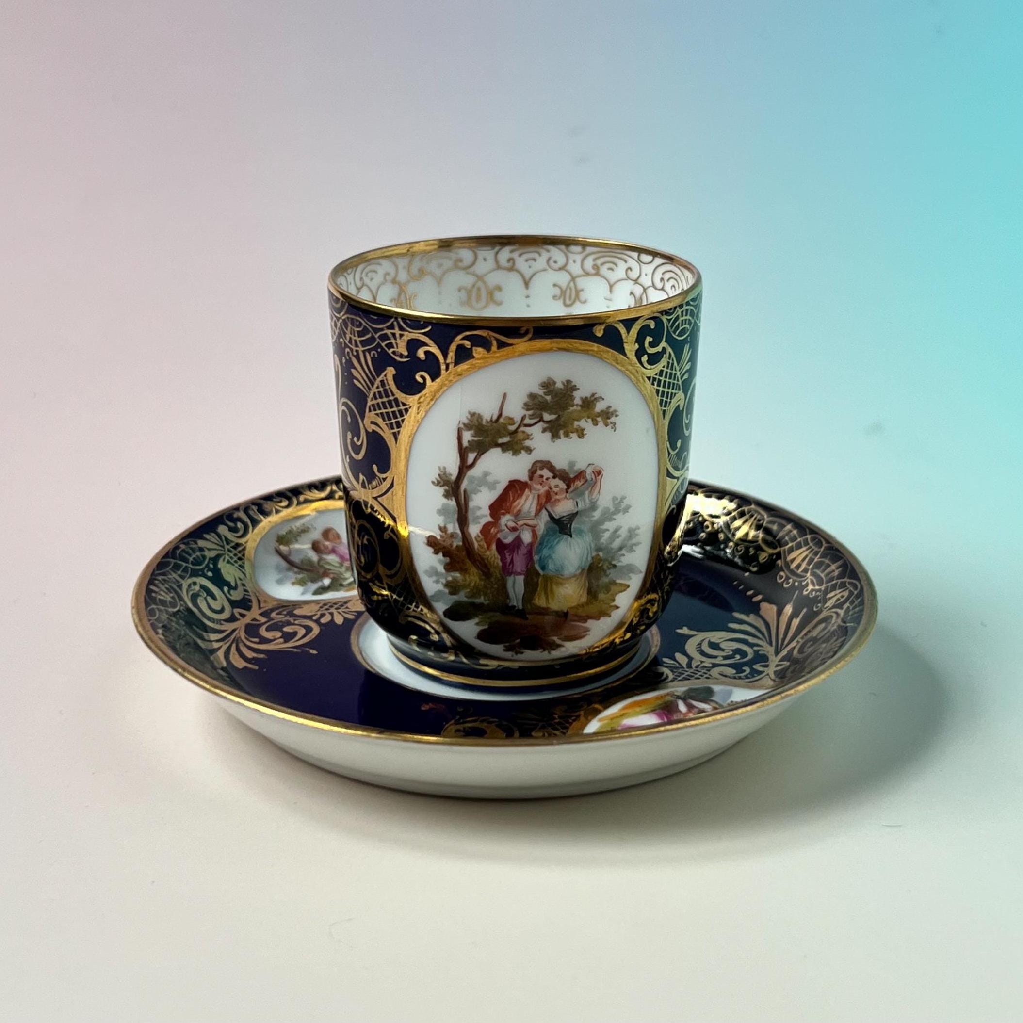 ANTIQUE ROYAL VIENNA HAND PTD. CABINET CUP & SAUCER: 団塊の