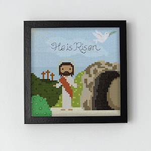 ELE RESSUSCITOU - Padrão de ponto cruz Stitch People para a Páscoa ou outros feriados cristãos!