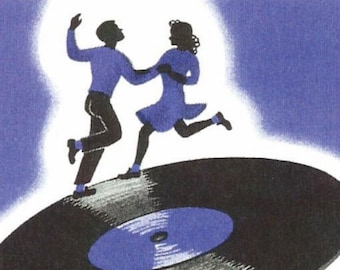 Dancers on Vinyl Records (3.5" X 5.5" Postcard)
