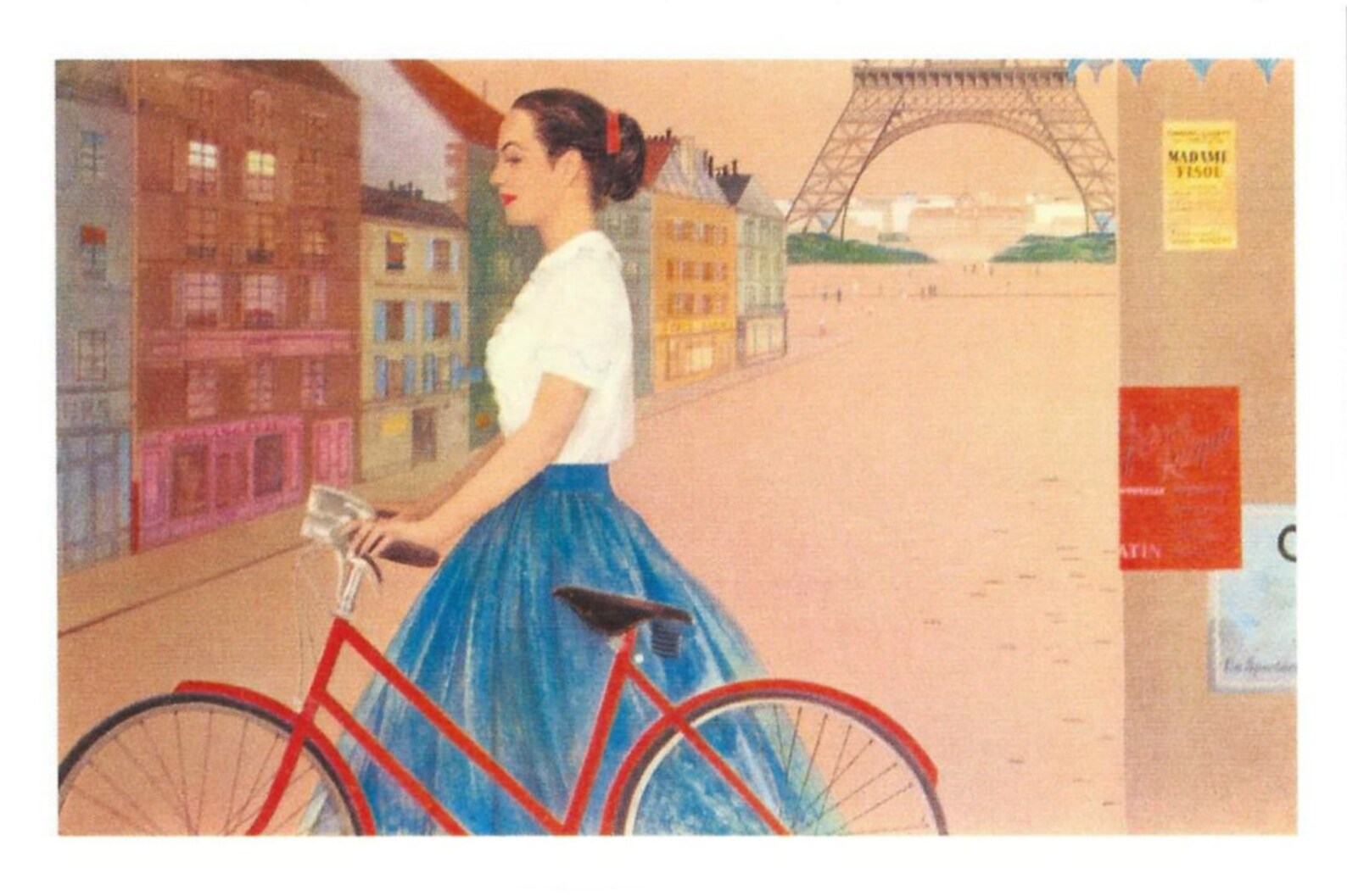 gemälde zeichnung mädchen auf dem fahrrad