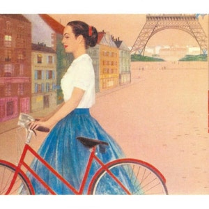 French Girl With Bike Postcard