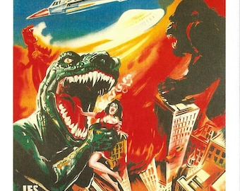 Les Envahisseurs Attaquent (Destroy All Monsters) Postcard