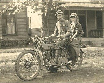 Couple on Motorcycle Postcard