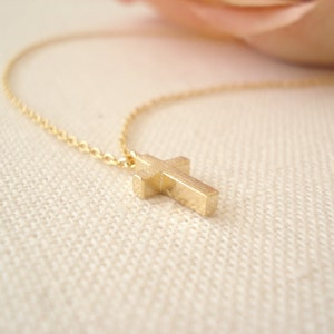 Tiny Cross Necklace Gold or Silver..simple everyday wear, bridal jewelry, wedding, sorority, bridesmaid gift, faith, religious charm image 4