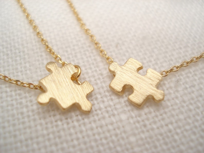 Puzzle necklaces...Two matching puzzles minimalist everyday Etsy