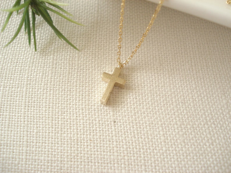 Tiny Cross Necklace Gold or Silver..simple everyday wear, bridal jewelry, wedding, sorority, bridesmaid gift, faith, religious charm image 7