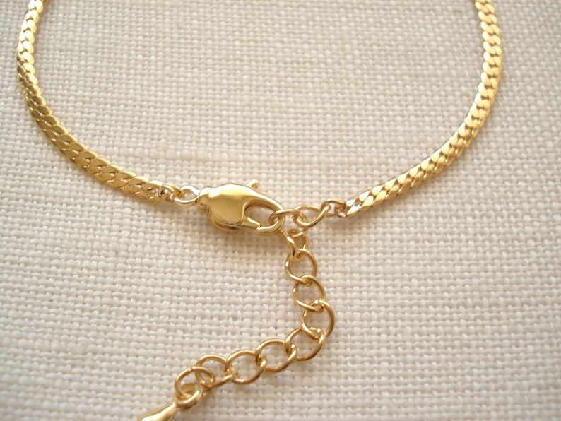 Gold Chain Bracelet...Layering bracelet bridesmaid gift Custom Length chain Flat Snake chain Flat curb chain