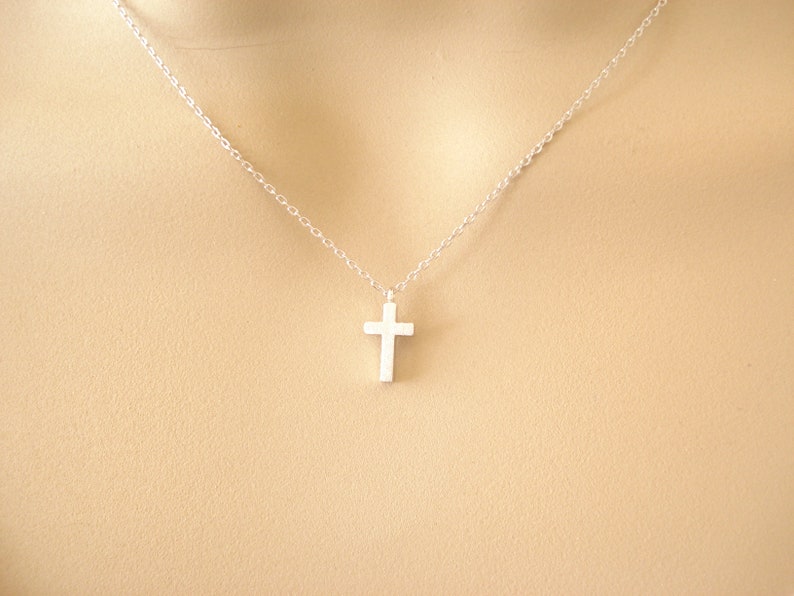 Tiny Cross Necklace Gold or Silver..simple everyday wear, bridal jewelry, wedding, sorority, bridesmaid gift, faith, religious charm image 6