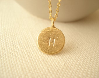 Initial Charm Necklace...Personalized Stamped Gold Disc Pendant, handmade monogram, best friends, sorority,  bridesmaid gift