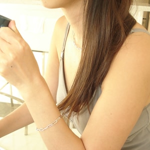Gold or Silver Link Bracelet...Layering bracelet, Chunky Chain Link Bracelet, Gold Paperclip Chain Bracelet,  Large Link,  Rectangle Link