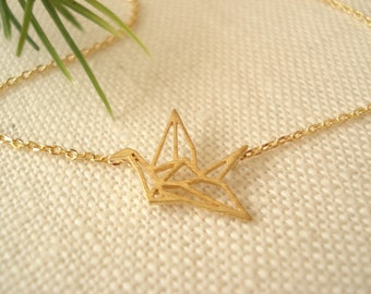 Tiny Crane Origami Necklace..simple handmade jewelry, everyday, origami crane, bridal jewelry, wedding, bridesmaid gift, Japanese bird
