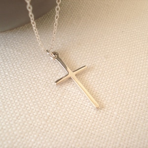 Sterling Silver Thin Cross Necklace..simple Cross Pendant - Etsy
