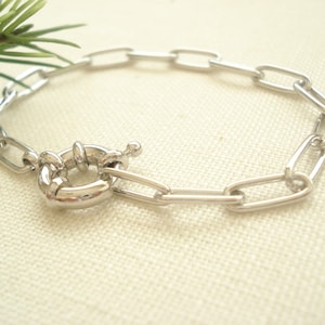 Gold or Silver Link Bracelet...Layering bracelet, Chunky Chain Link Bracelet, Gold Paperclip Chain Bracelet, Large Link,  Rectangle Link