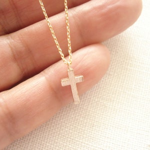 Tiny Cross Necklace Gold or Silver..simple everyday wear, bridal jewelry, wedding, sorority, bridesmaid gift, faith, religious charm image 2