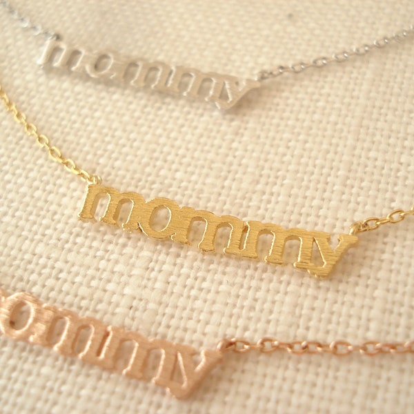 Tiny "mommy" necklace..Gold, Silver or Rose gold pendant, Simple everyday, Minimalist, soon to be mom, pregnant gift, new mom, mother's gift