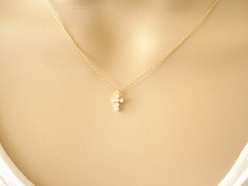 Faith wedding Petite Cross necklace in gold or silver..simple everyday bridesmaid gift religious jewelry bridal jewelry