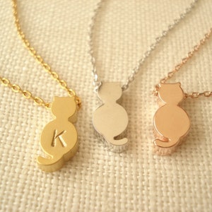 Personalized Cat necklace: Initial Necklace, Gold Cat, Silver Cat or Rose gold Cat, Cat Lover, Animal Lover, Personalized pet memorial gift