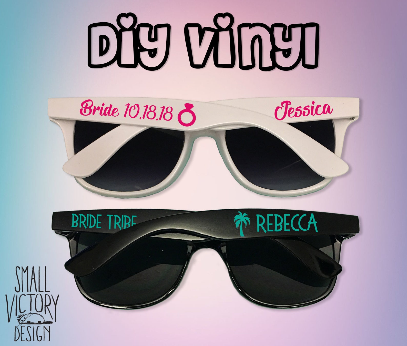 Personalized Sunglass Decals DIY Vinyl Decal Bachelorette Etsy