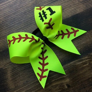 Softball Bow with Number or Name/Custom Softball Bows