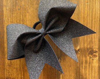 Adel Bow in Black Glitter