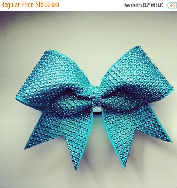 Turquoise Rhinestone Cheer Bow Rhinestone Royalty-texas Cheer Bow- in Turquoise Super  main image 3