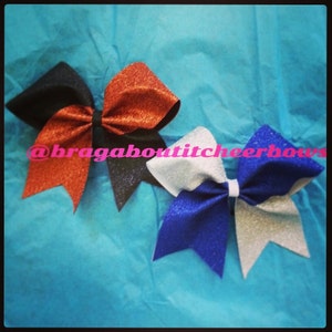Hazel Cheer Bow in Pink and Black Glitter image 4