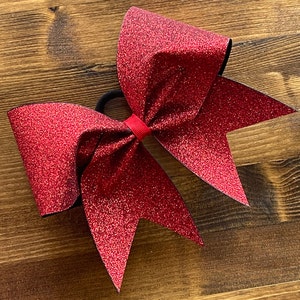 Adel Cheer Bow in Red Glitter