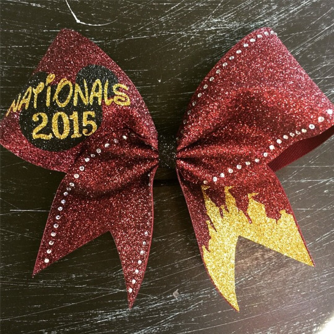 Maroon and Gold Glitter With Rhinestones Bow - Etsy