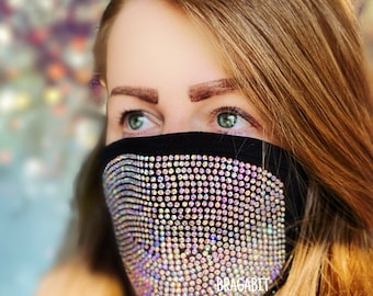 Rhinestone Face Mask / Washable / Dust Mask/ Face Mask with Rhinestones / Sparkly Face Mask