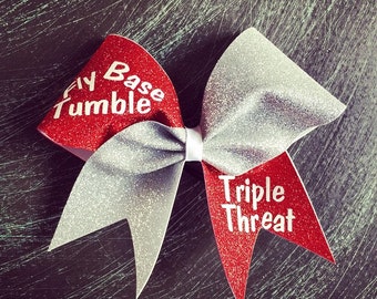 Fly, Base, Tumble. Triple Threat Glitter Cheer Bow