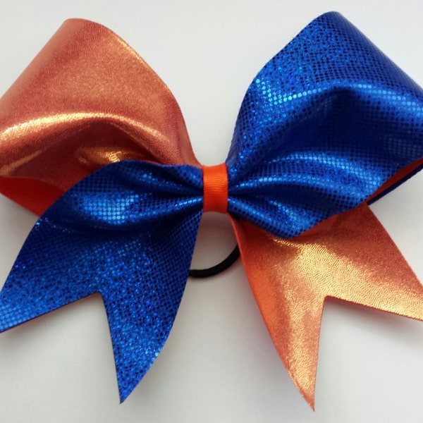 Blue and Orange Cheer Bow