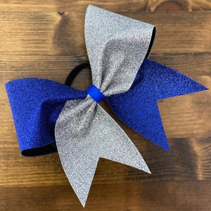 Adel Cheer Bow in Royal Blue and Silver Glitter