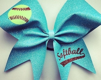 Glitter Softball Bow