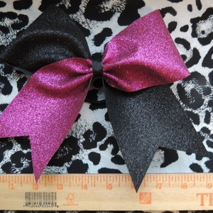 Hazel Cheer Bow in Pink and Black Glitter image 2