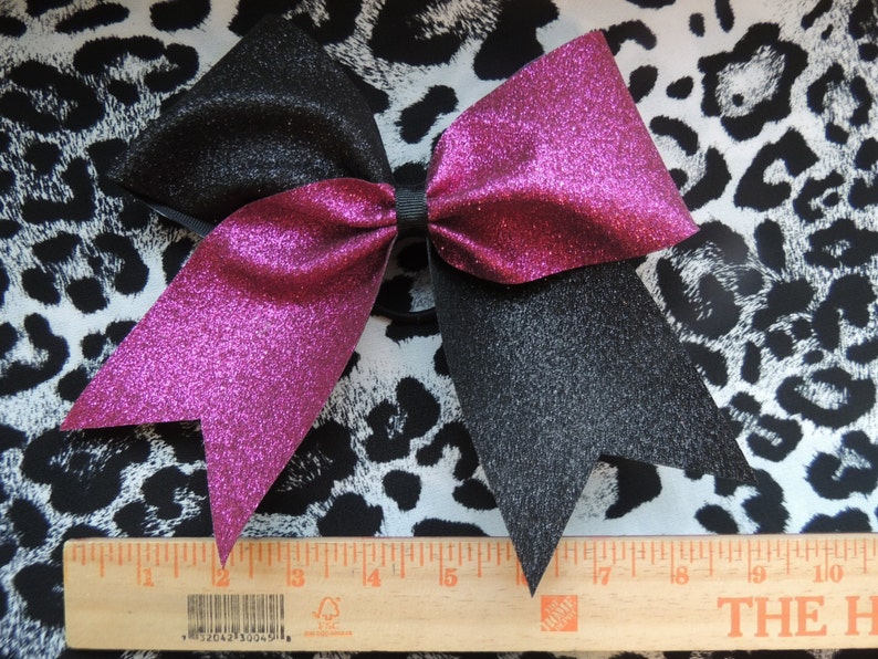 Hazel Cheer Bow in Pink and Black Glitter image 2