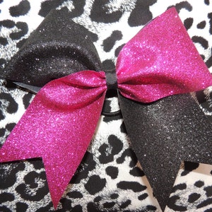 Hazel Cheer Bow in Pink and Black Glitter image 3