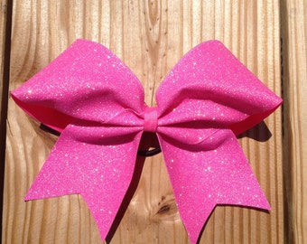 Adel Cheer Bow in Holo Pink Glitter