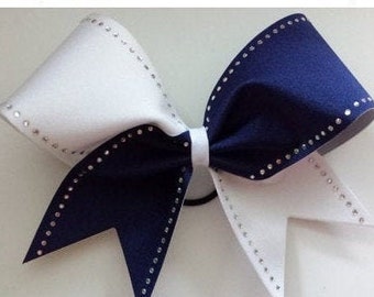 Heather Cheer Bow in Navy and White