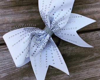 Amelia Rhinestone Cheer Bow in White